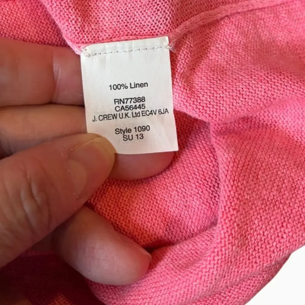 J.Crew Women's Pink 100% Linen Lightweight Knit Sweater Size XS Oversized